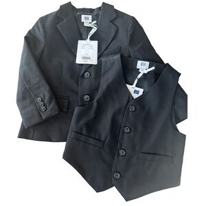 NWT Janie and Jack Vest and Suit Jacket, Black Wool Occasion, 18-24 months